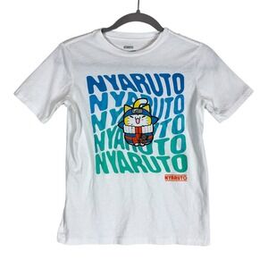 Nyaruto Shirt Kids 8 White‎ Naruto Cat Graphic Short Sleeve Anime Tee Top